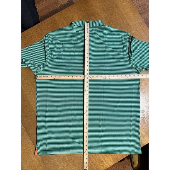 Michael Rouen Polo Shirt Mens 2XL Green 2-tone Striped Performance Golf Dry Fit - Picture 9 of 10